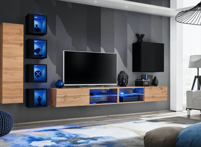 Komplett Designer Modern Wohnwand Wand Regale TV-Ständer Holzmöbel Wandschrank